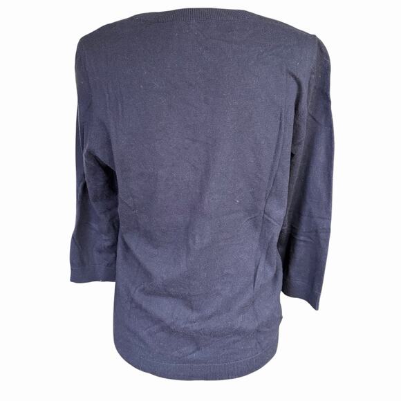 Talbots SEASHORE EMBROIDERED CREWNECK SWEATER Blue M Women's Fishingcore Preppy - Picture 3 of 10